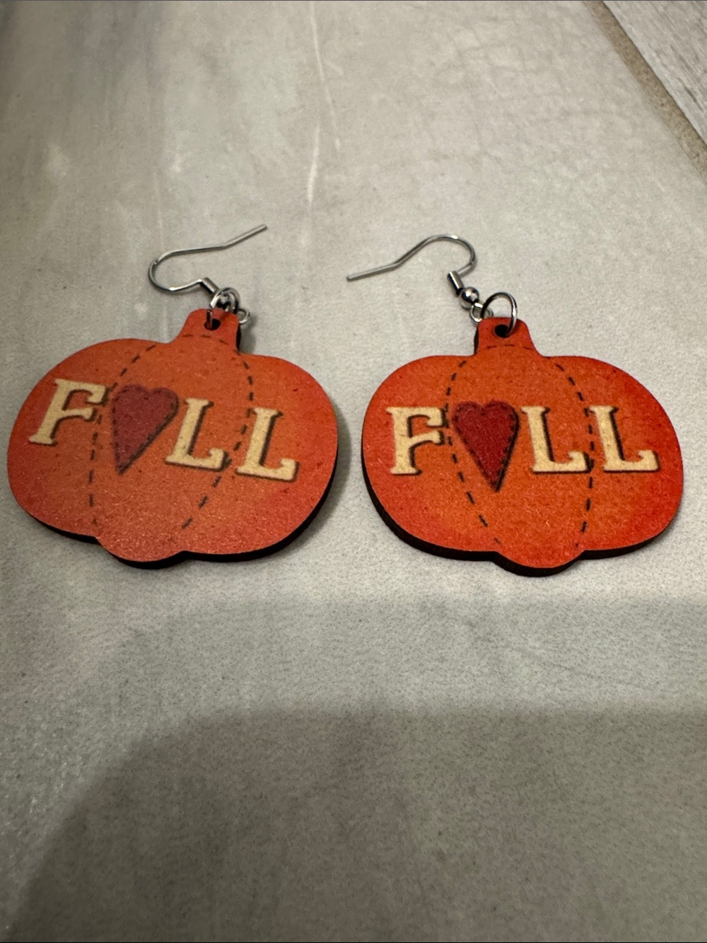 Autumn 'Fall' Pumpkin Wood Earrings in Orange